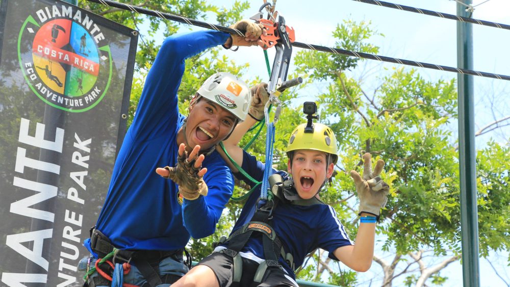 A woman getting ready to zipline