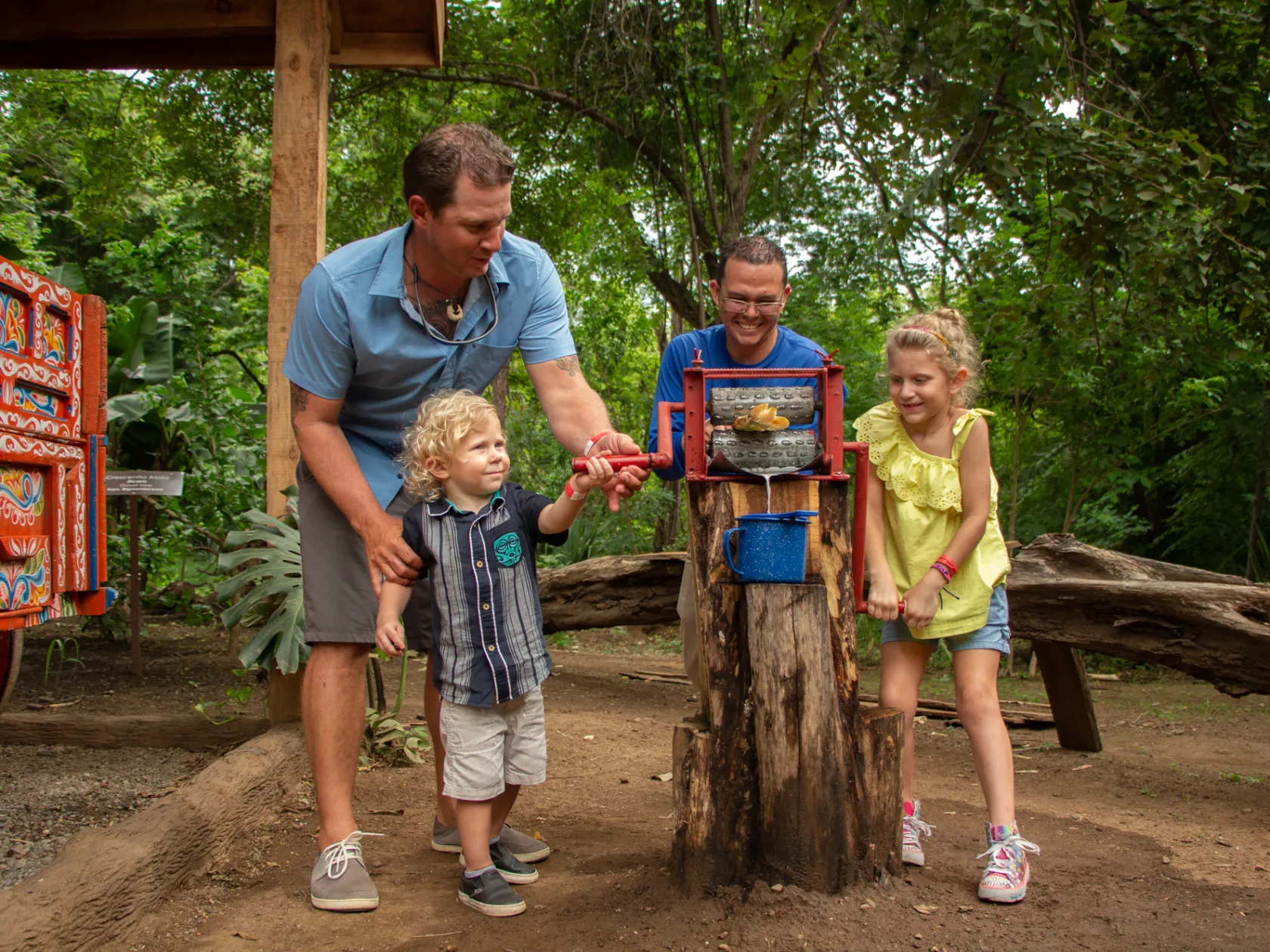 A father & son exploring the park