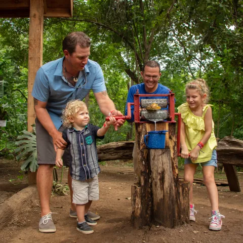 A father & son exploring the park
