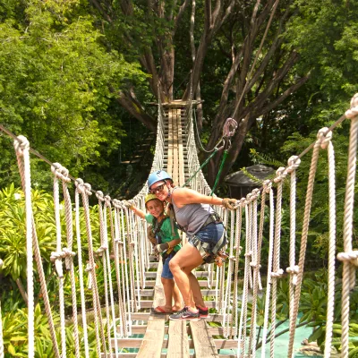 Hanging Bridge over crocodiles!