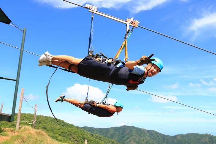 A woman on the superman zipline