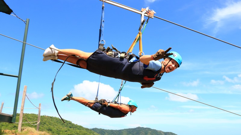 A woman on the superman zipline