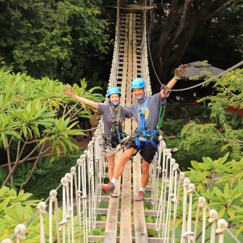 a person standing on a bridge