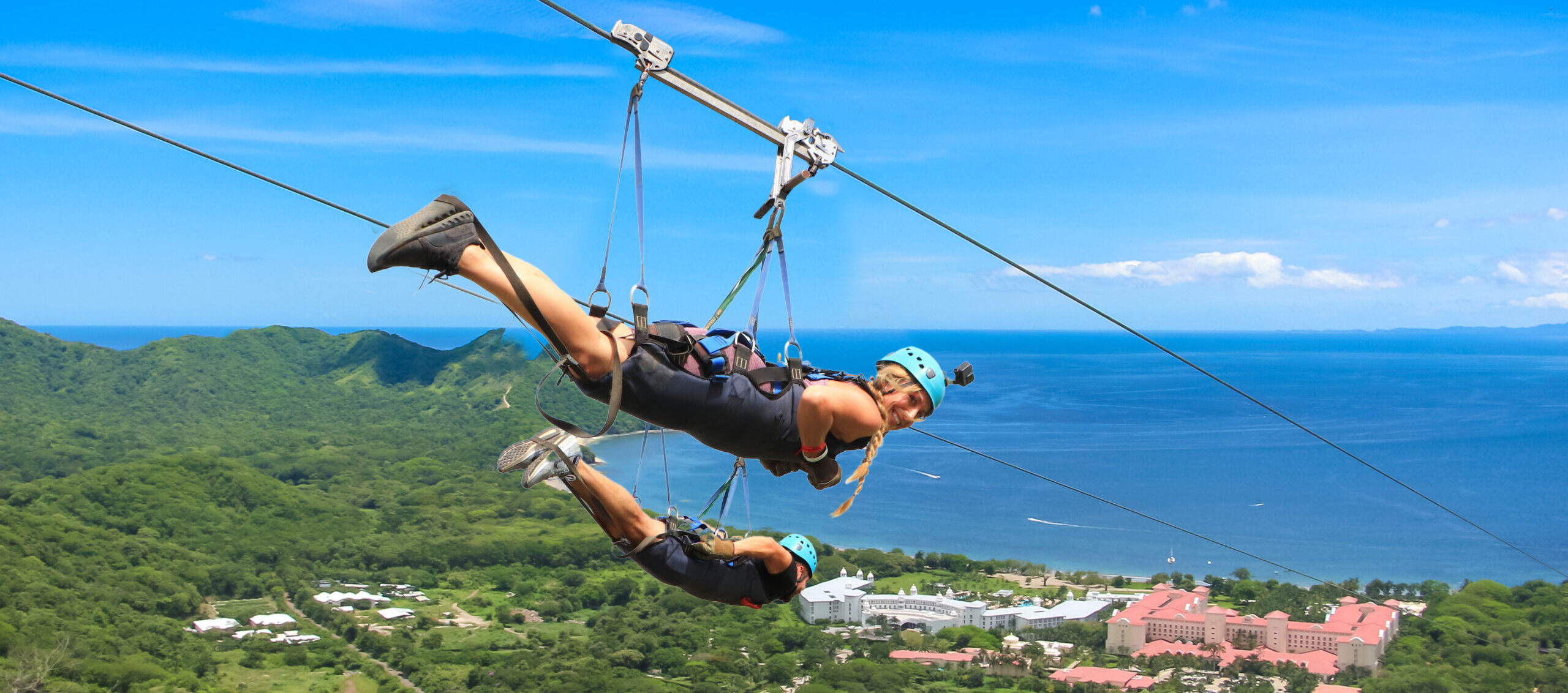 Person riding the Superman zipline