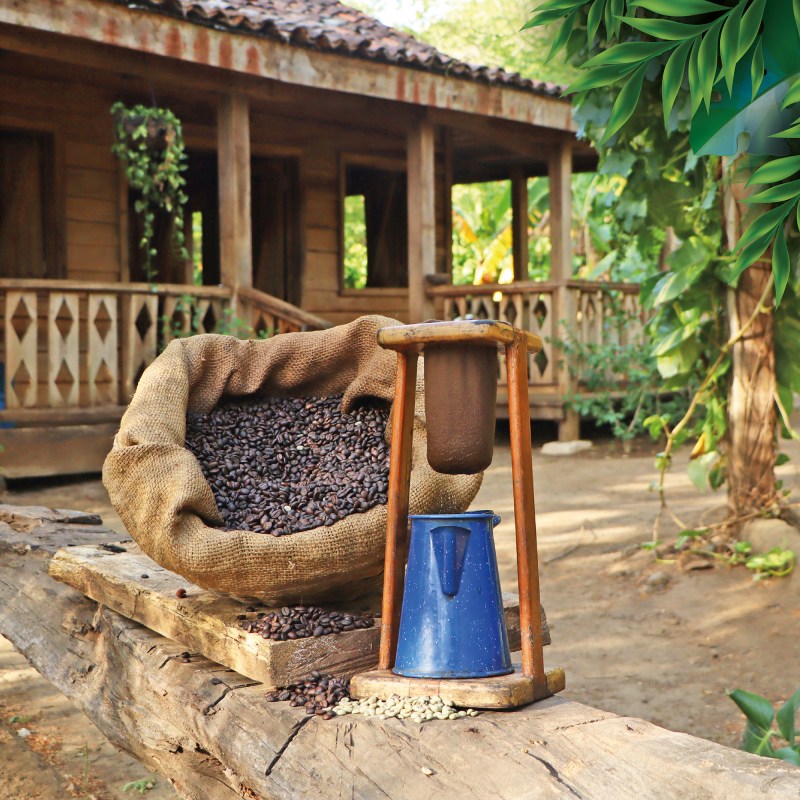 a wooden bench in front of a building