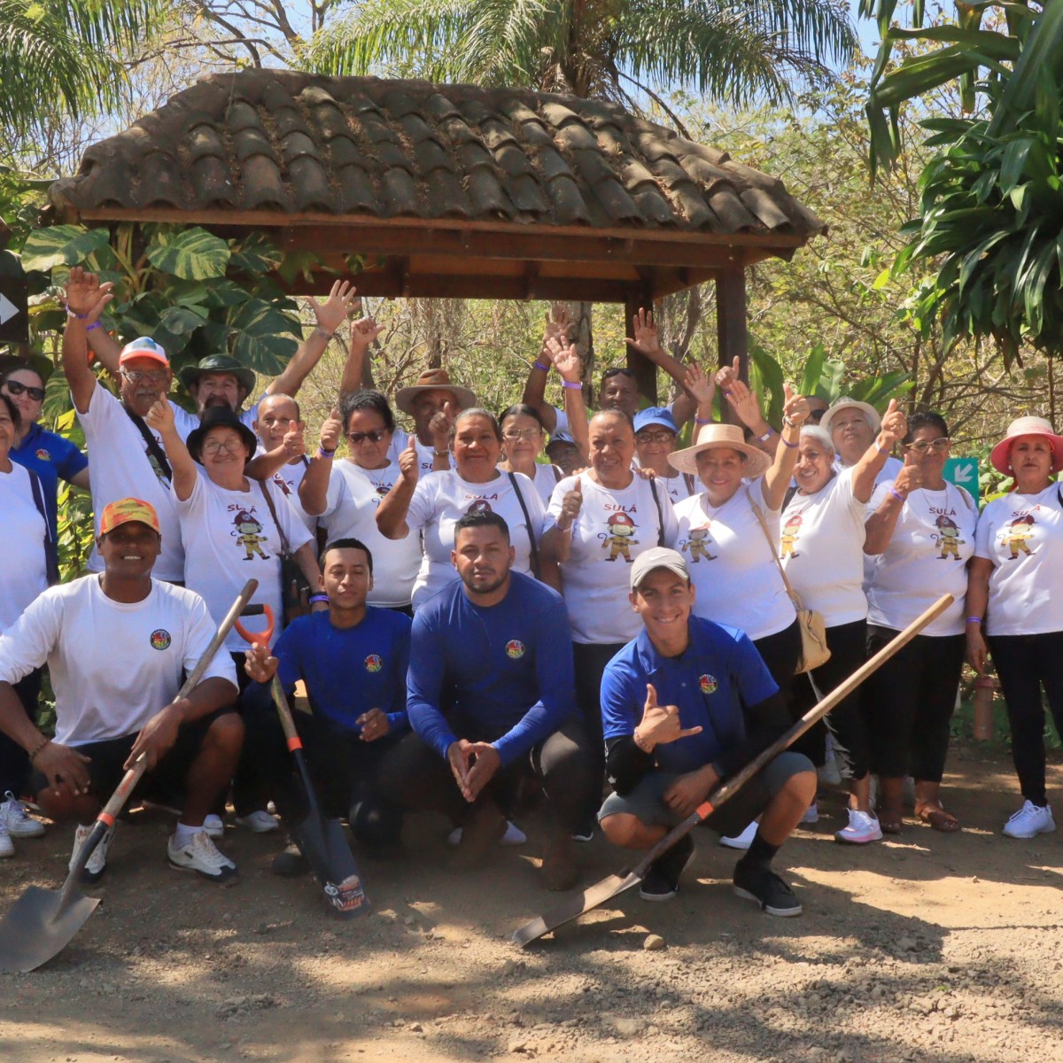 a group of people in a park