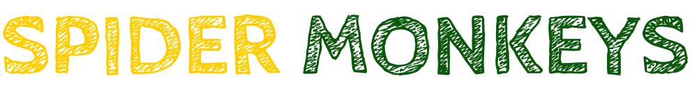 Text 'SPIDER MONKEYS' in yellow and green textured font.
